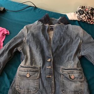 collared jean jacket with gorgeous bedazzled buttons